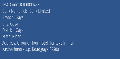 Icici Bank Gaya Branch Gaya IFSC Code ICIC0000463