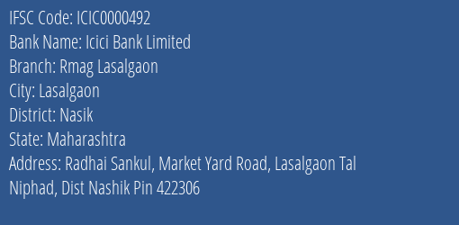 Icici Bank Limited Rmag Lasalgaon Branch IFSC Code