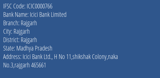 Icici Bank Rajgarh Branch Rajgarh IFSC Code ICIC0000766