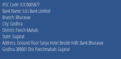 Icici Bank Bhuravav Branch Panch Mahals IFSC Code ICIC0005877