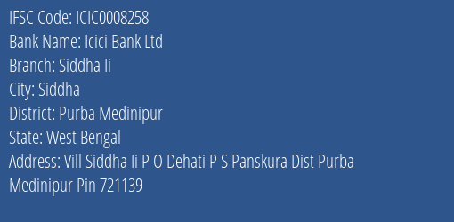 Icici Bank Ltd Siddha Ii Branch, Branch Code 008258 & IFSC Code ICIC0008258