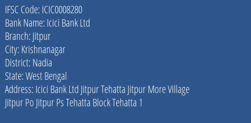 Icici Bank Ltd Jitpur Branch, Branch Code 008280 & IFSC Code ICIC0008280