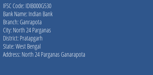 Indian Bank Ganrapota Branch Pratapgarh IFSC Code IDIB000G530