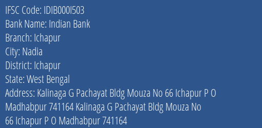 Indian Bank Ichapur Branch Ichapur IFSC Code IDIB000I503