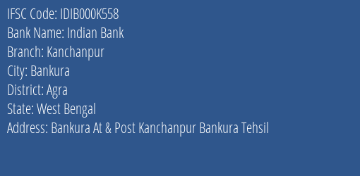 Indian Bank Kanchanpur Branch IFSC Code