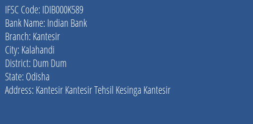 Indian Bank Kantesir Branch IFSC Code