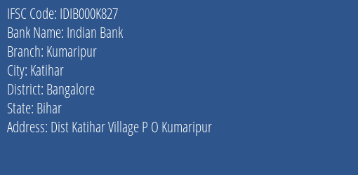 Indian Bank Kumaripur Branch IFSC Code