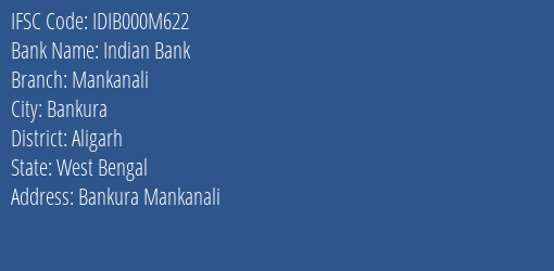 Indian Bank Mankanali Branch Aligarh IFSC Code IDIB000M622