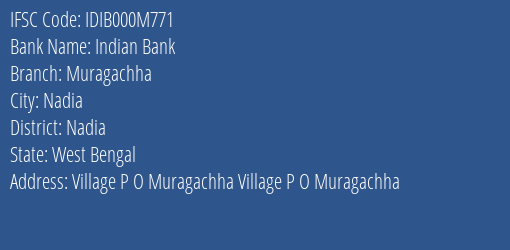 Indian Bank Muragachha Branch, Branch Code 00M771 & IFSC Code IDIB000M771