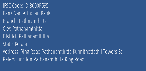 Indian Bank Pathnamthitta Branch IFSC Code