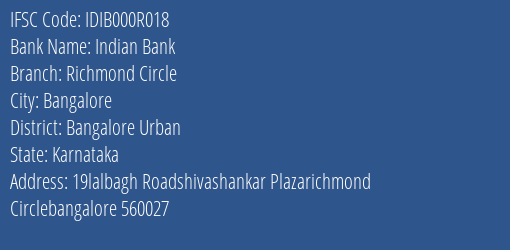 Indian Bank Richmond Circle Branch IFSC Code