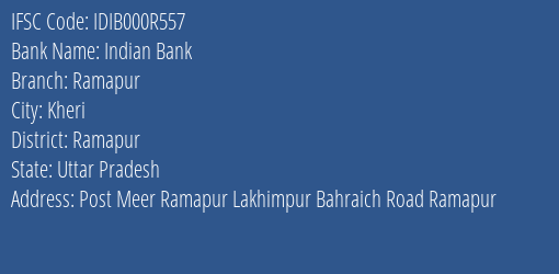 Indian Bank Ramapur Branch Ramapur IFSC Code IDIB000R557