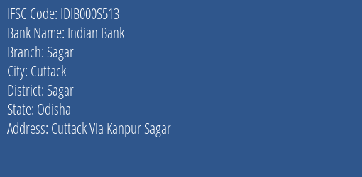 Indian Bank Sagar Branch Sagar IFSC Code IDIB000S513