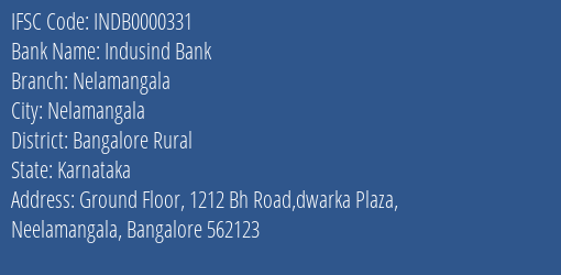 Indusind Bank Nelamangala Branch IFSC Code