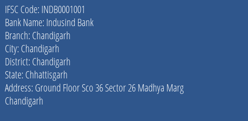 Indusind Bank Chandigarh Branch IFSC Code