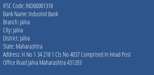 Indusind Bank Jalna Branch Jalna IFSC Code INDB0001318