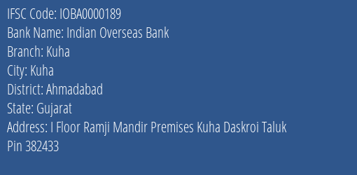 Indian Overseas Bank Kuha Branch IFSC Code