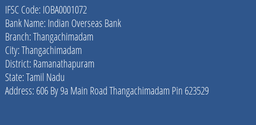Indian Overseas Bank Thangachimadam Branch IFSC Code