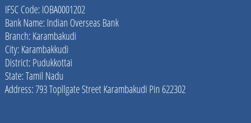Indian Overseas Bank Karambakudi Branch IFSC Code
