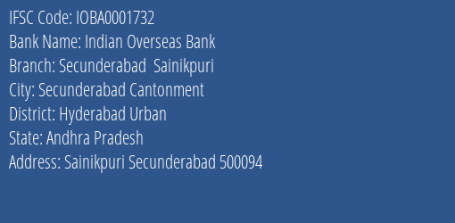 Indian Overseas Bank Secunderabad Sainikpuri Branch IFSC Code