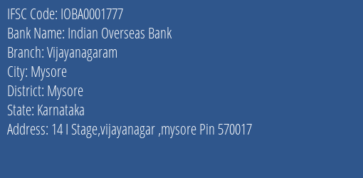 Indian Overseas Bank Vijayanagaram Branch IFSC Code