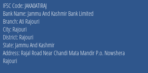 Jammu And Kashmir Bank Limited Ati Rajouri Branch IFSC Code