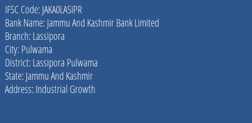 Jammu And Kashmir Bank Limited Lassipora Branch IFSC Code