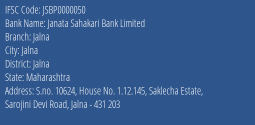 Janata Sahakari Bank Limited Jalna Branch IFSC Code