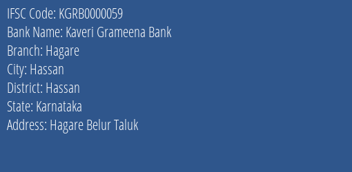 Kaveri Grameena Bank Hagare Branch, Branch Code 000059 & IFSC Code Kgrb0000059