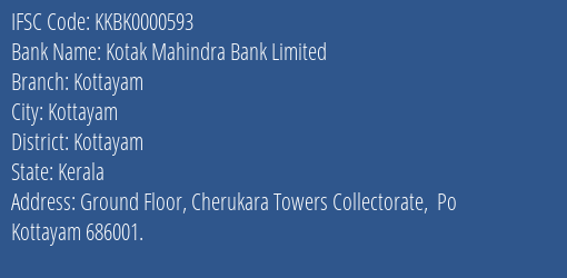 Kotak Mahindra Bank Kottayam Branch Kottayam IFSC Code KKBK0000593