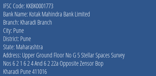 Kotak Mahindra Bank Kharadi Branch Branch Pune IFSC Code KKBK0001773