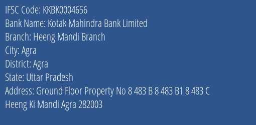 Kotak Mahindra Bank Limited Heeng Mandi Branch Branch, Branch Code 004656 & IFSC Code KKBK0004656