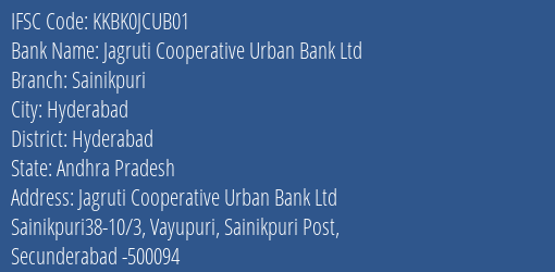Kotak Mahindra Bank Limited Jagruti Cooperative Urban Bank Ltd Sainikpuri Branch, Branch Code JCUB01 & IFSC Code KKBK0JCUB01