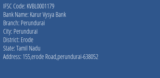 Karur Vysya Bank Perundurai Branch IFSC Code
