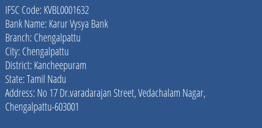 Karur Vysya Bank Chengalpattu Branch IFSC Code