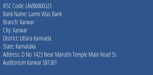 Laxmi Vilas Bank Karwar Branch Uttara Kannada IFSC Code LAVB0000321