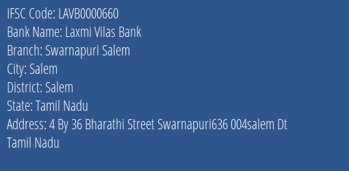 Laxmi Vilas Bank Swarnapuri Salem Branch IFSC Code