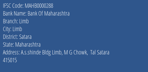Bank Of Maharashtra Limb Branch Satara IFSC Code MAHB0000288
