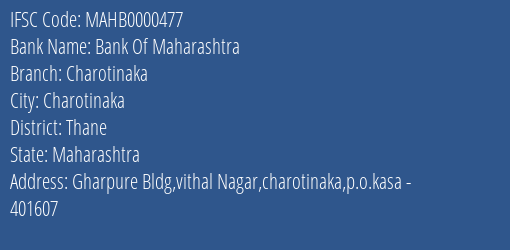Bank Of Maharashtra Charotinaka Branch Thane IFSC Code MAHB0000477