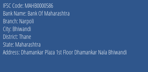 Bank Of Maharashtra Narpoli Branch Thane IFSC Code MAHB0000586