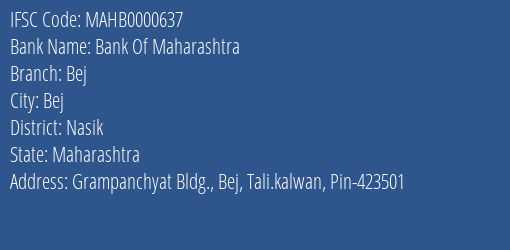 Bank Of Maharashtra Bej Branch Nasik IFSC Code MAHB0000637