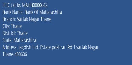 Bank Of Maharashtra Vartak Nagar Thane Branch Thane IFSC Code MAHB0000642