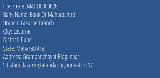 Bank Of Maharashtra Lasurne Branch Branch Pune IFSC Code MAHB0000828