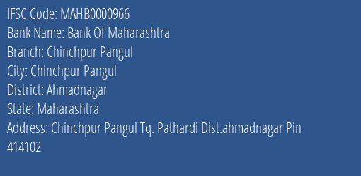 Bank Of Maharashtra Chinchpur Pangul Branch Ahmadnagar IFSC Code MAHB0000966