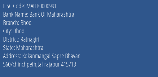 Bank Of Maharashtra Bhoo Branch IFSC Code