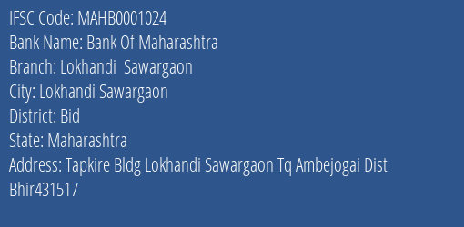 Bank Of Maharashtra Lokhandi Sawargaon Branch Bid IFSC Code MAHB0001024