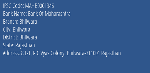 Bank Of Maharashtra Bhilwara Branch Bhilwara IFSC Code MAHB0001346