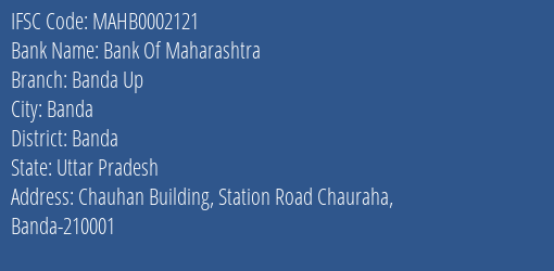 Bank Of Maharashtra Banda Up Branch, Branch Code 002121 & IFSC Code MAHB0002121