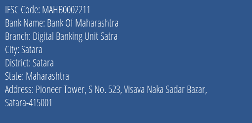 Bank Of Maharashtra Digital Banking Unit Satra Branch Satara IFSC Code MAHB0002211
