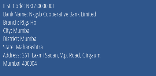 Nkgsb Cooperative Bank Limited Rtgs Ho Branch IFSC Code